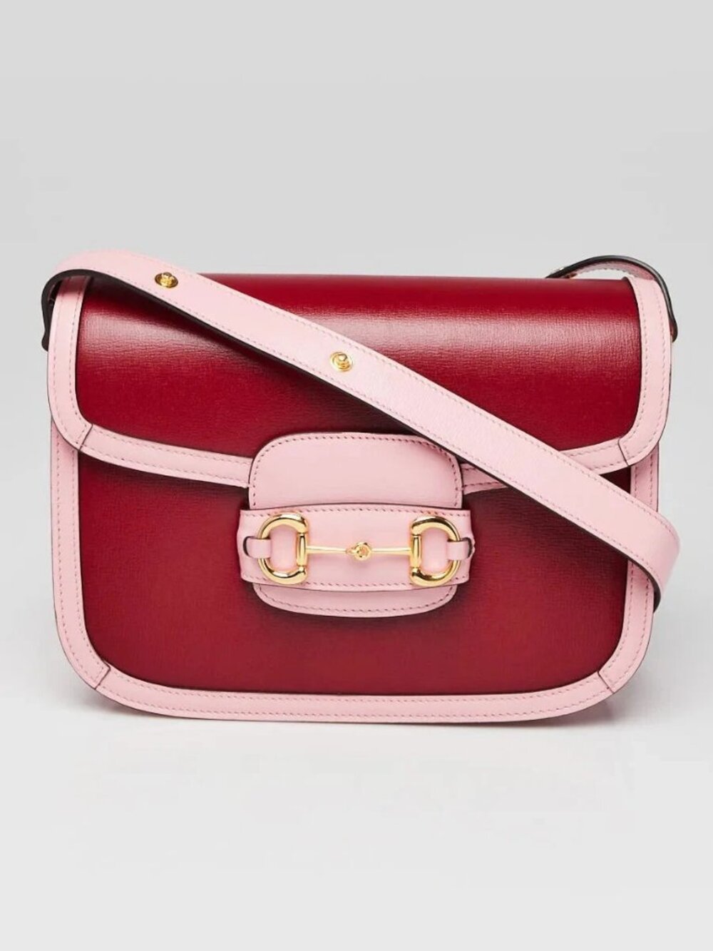 Gucci Red/Pink Leather 1955 Horsebit Shoulder Bag